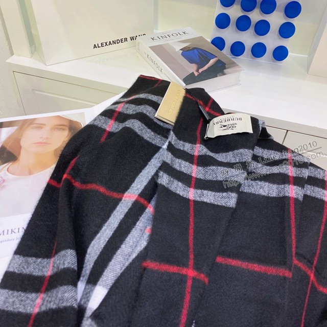 Burberry經典寬格混紡大披肩 經典格子女士圍巾披肩 巴寶莉2021新款羊毛羊絨圍巾  mmj1351